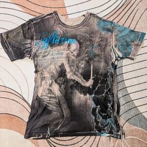 Vintage Rare Affliction Skeleton Reaper T-shirt Men's XXL